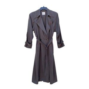 Vintage Linda Richards Full-Length Dark Taupe Trench Coat Sz M/L